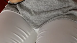 Closeup of a Candid Milf's Crotch, White Pants