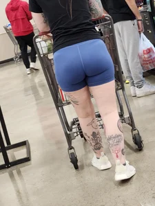 Out In The Wild 59 (tatted up bubble butt blue legging shorts)