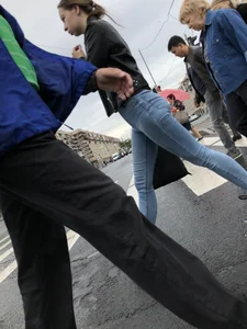 Hot Booty in Tight Jeans - Girl in Leather Jacket Street Candid