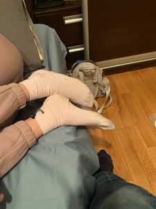 Teen Girl's Feet in White Socks Closeup Pic