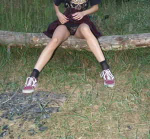 Young Girl with Skinny Legs in a Skirt Flash Panties in the Forest Hot Candid