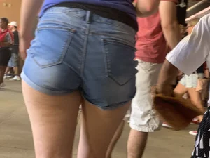 Bunch of girls in various outfits at a Cardinals baseball game