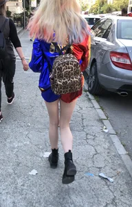 Skinny teen blonde in shorts with very white skin street creepshots