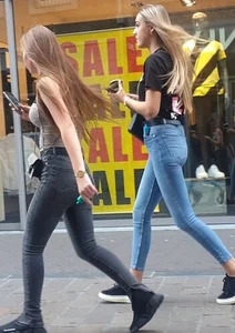 Various hot butts in tight jeans on the street and inside cafes, some teens too