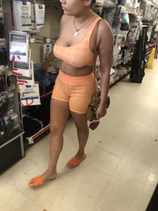 Busty, Nippy Orange 2 Piece Latina
