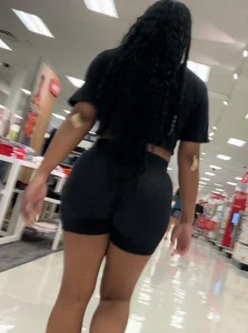 Black Girl with Nice Juicy Ass in Black Biker Shorts