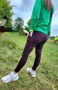 Thin Milf in purple yogas (hint of VPL)