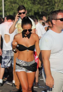 Boobs out in public in either bikini tops or bras