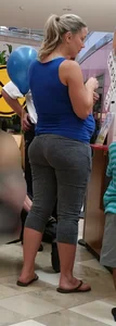 Pregnant blonde in tight grey sweats with big booty and vpl and hard nipples in tank top