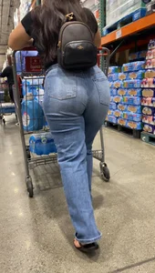 Caked up milf in jeans