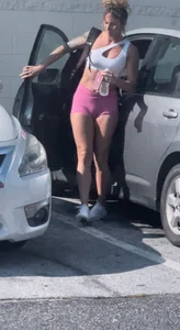 Sexy gym girl in pink shorts (venus mound)