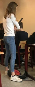 Gallery of Photos in College Classroom - Candid Girls in Jeans, Pantyhose and Skirts