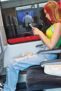 Hot sexy girl on train