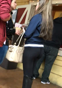Sexy girl in tight leggings with a great ass and wedgie