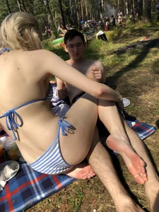 Cute Teen Girl in Swimsuit Sitting on Top of Her Boyfriend Creepshots Gallery