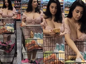 Big boobies supermarket chick