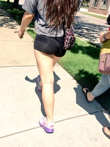 Street Creepshot of a Girl in Very Short Shorts, Nice Legs