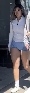 Thick Asian gym gf in booty shorts