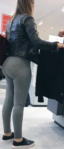 Big Ass in Grey Yoga Pants Store Candid Photo