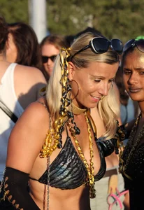 Boobs out in public in either bikini tops or bras
