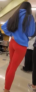 Super Cute Asian Teen Red Spandex Wedgie