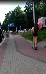 Amazingly Hot Girl With Long Sexy Legs And Great Ass in Mini Shorts Riding on a Scooter Street Creepshots