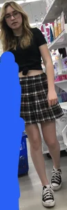 Pale Blonde in a skirt