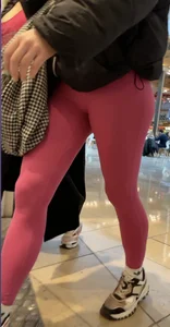 Hot pink leggings in the mall
