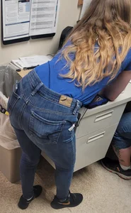 Blonde Coworker in tight jeans. Round 4