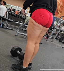 PHATTT Ass Squatting in Red Tight Spandex (GIF at end)