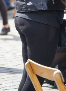 Red haired girl with a thick booty in tight leggings
