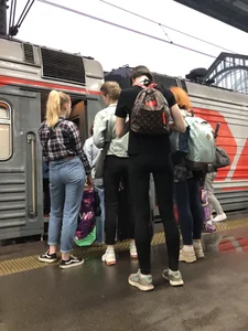 Teen Girl in Tights And Sneakers Standing on the Train Platform VPL Photos