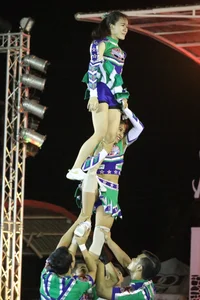 Bunch of athletic Thai cheerleaders at a competition