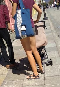 Some girls with a nice leg and peach