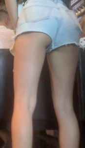 Cute Cheeky Blonde Server in Booty Shorts (OC)