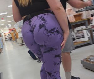 Thick Dirty Blonde Pawg in Purple Leggings (Major Wedgie + BEND)