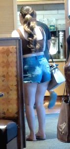 Busty and thick in short shorts