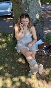 Sexy legs and decent tits on blonde student