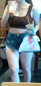 Busty and thick in short shorts