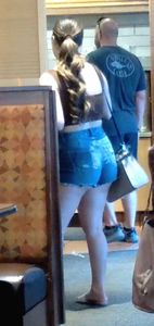 Busty and thick in short shorts