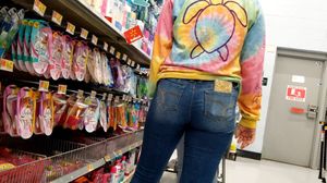 Cute teen, tight jeans