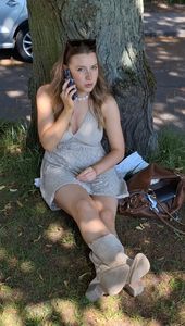 Sexy legs and decent tits on blonde student