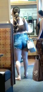 Busty and thick in short shorts