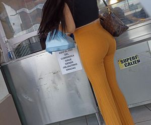 Perfect body pettite in tight orange leggings (OC).