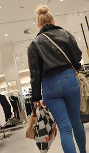 Hot ass teen blonde in tight jeans