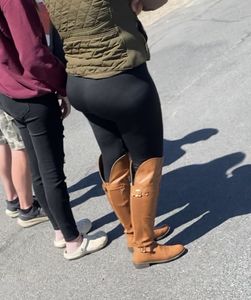 Brunette PAWG w/Bubble Butt in Black Leggings & Knee High Boots