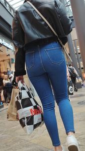 Hot ass teen blonde in tight jeans