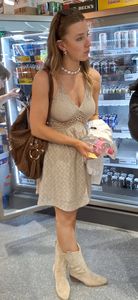 Sexy legs and decent tits on blonde student