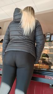Bubble butt VPL on gorgeous thick blonde