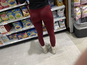 Tight red leggings